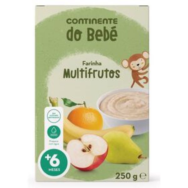 Papa Infantil Farinha Láctea Multifrutos +6M Continente do Bebé emb. 250 gr