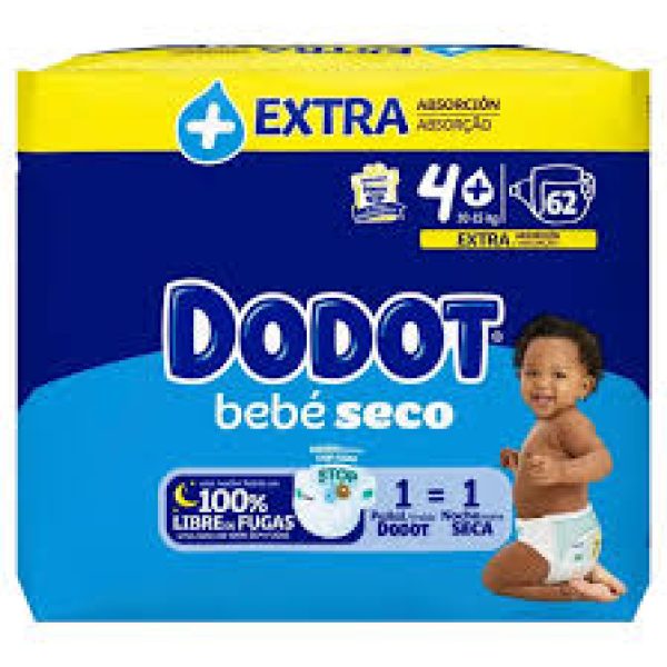 FRALDAS DESCARTAVEL DODOT 4+ EXTRA 10-15KG 62UN
