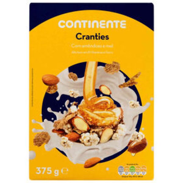 Cereais Cranties Amêndoas e Mel Continente emb. 375 gr