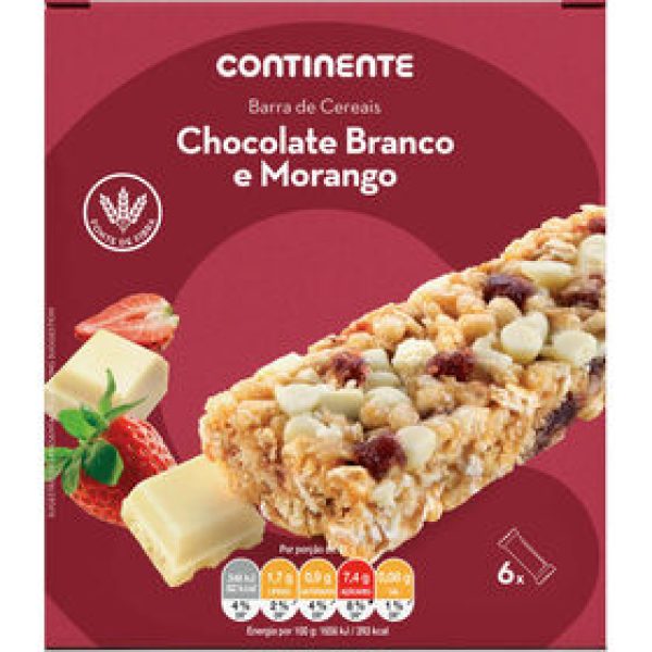 Barras de Cereais Morango e Chocolate Branco Continente emb. 126 gr (6 un)