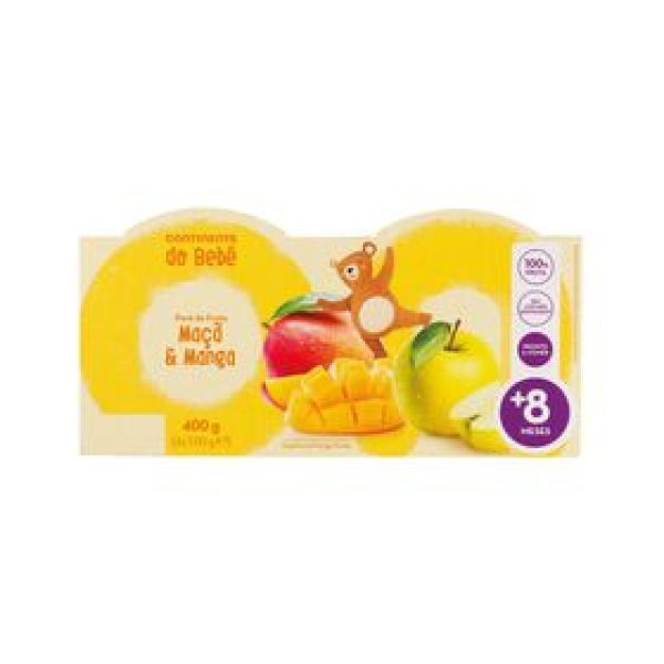 Puré de Fruta Manga e Maçã +8M Continente do Bebé emb. 4 x 100 gr