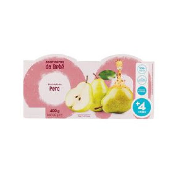 Puré de Fruta Maçã e Banana +4M Continente do Bebé emb. 4 x 100 gr