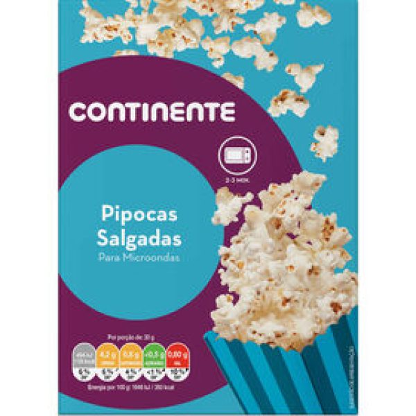 Pipocas Salgadas Micro-ondas Continente emb. 3 x 90 gr