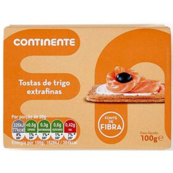 Tostas de Trigo Extra Finas Continente 5 un x 20 gr (100 gr)