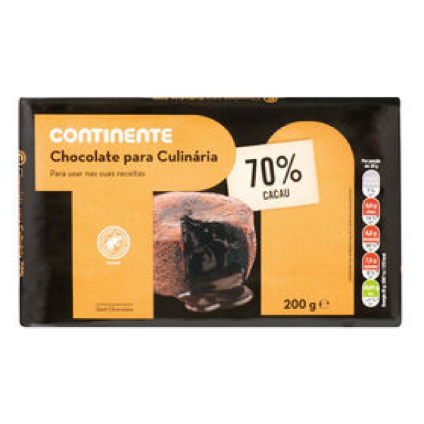 Tablete de Chocolate Culinária 70% Continente emb. 200 gr