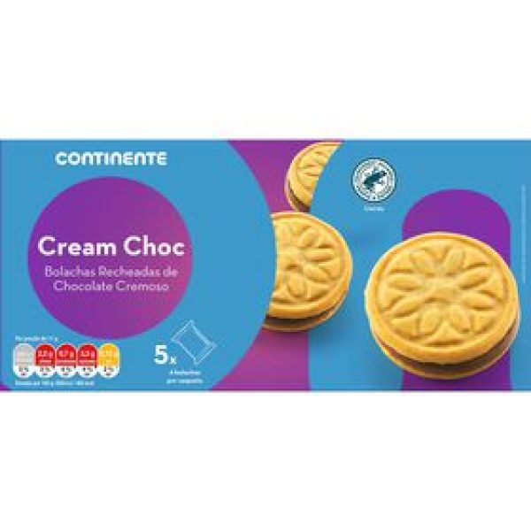 Bolachas com Recheio Chocolate Continente emb. 220 gr (5 un)
